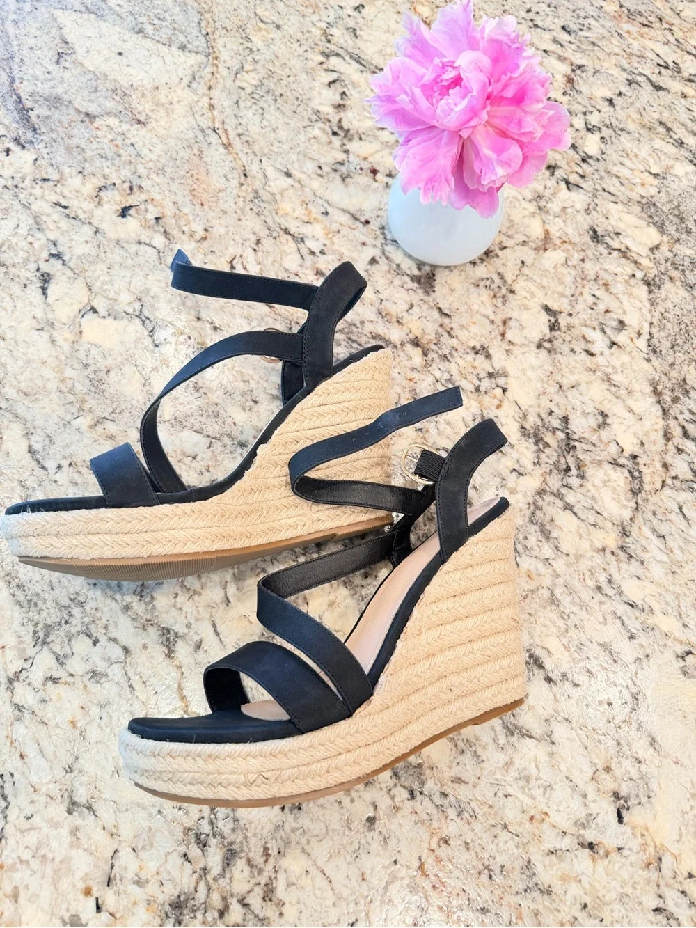 Black Wedge Sandals - Women size 9